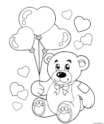 Les coloriages de tête à modeler sont classés par collections et par thèmes. Coloriage Ours En Peluche Avec Des Ballons En Forme De Coeurs Dessin St Valentin A Imprimer