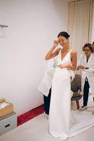 The Bride Wore Custom Calvin Klein And The Groom Wore A Bucket Hat At This Miami Museum Wedding Wedding Gowns Bride Wear Silk Wedding Dress