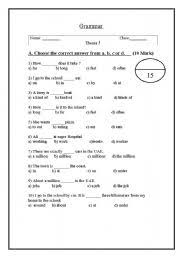 English worksheets that are aligned to the 7th grade common core standards. English Worksheets Grammar Exam For Grade 7