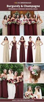The Top 5 Burgundy And Champagne Bridesmaid Dresses We Love Burgundy Wedding Colors Champagne Gold Bridesmaid Dresses Champagne Bridesmaid Dresses
