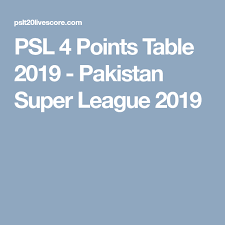 Psl 4 Points Table 2019 Pakistan Super League 2019 Psl Psl Live Motorcycle Dealer