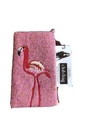 Flamingo Beaded Club Bag Evening Clutch Purse Shoulder Strap Pink 876521142426 Ebay