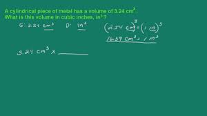 Convert Units Of Volume Cubic Centimeters To Cubic Inches