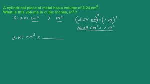 convert units of volume cubic centimeters to cubic inches