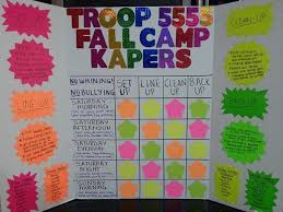 Trifold Camping Kaper Chart With Ideas Of What To Do If They Finish Their Job Early Girl Scout Camping Daisy Girl Scouts Girl Scout Activities