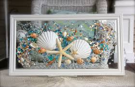 Sea Glass Art For Beach Decor Seashell Wall Art For Nautical Bathroom Beach Home Decor Wall Hanging Coastal Dec Beach House Decor Coastal Living Decor Decor