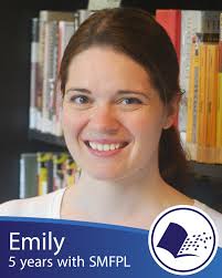 We have another employee milestone to celebrate! Emily Adams has been  employed at our library for five years as an Information Services Associate  and recently accepted a new position in our Marketing