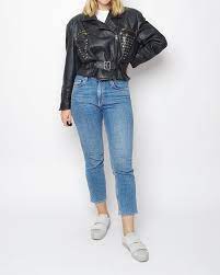 80s Punk Rock Leather Jacket Vintage Women Biker Jacket Etsy Womens Biker Jacket Vintage Leather Jacket Black Leather Coat