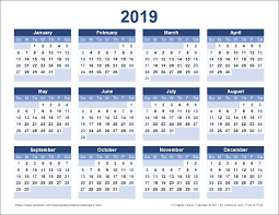 Download A Free Printable 2019 Yearly Calendar From Vertex42 Com Printable Yearly Calendar Calendar Printables Free Printable Calendar