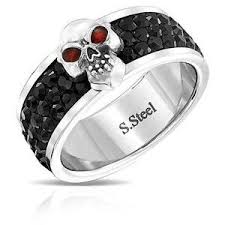 Black And Red Rings For Her Wedding Band Mens Google Search Black Crystal Ring Black Skull Ring Skull Wedding Ring