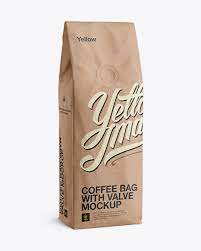 Download 250g Kraft Coffee Bag With Valve Mockup Half Turned View In Bag Sack Mockups On Yellow Images Object Mockups