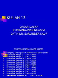 Dasar ini masih mengekalkan matlamat dasar ekonomi baru yang bertujuan menyediakan persekitaran yang baik bagi mencapai pertumbuhan dengan pengagihan yang saksama. Dasar Pembangunan Negara
