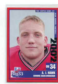 A.J. AJ HAWK 2002 Big 33 Ohio OH High School card OHIO STATE Buckeyes  PACKERS