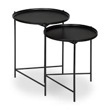 Kate And Laurel Ulani Set Of 2 Nested Round Metal End Tables Black Metal Accent Table Round Metal Accent Table Nesting Tables