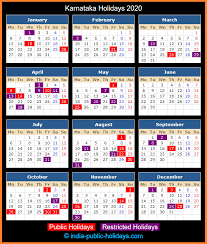 Karnataka Holidays 2020