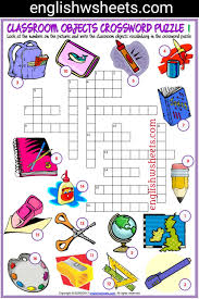 Classroom Objects Esl Printable Crossword Puzzle Worksheets For Kids Classroom Objects E Learning English For Kids Puzzles For Kids Games For Kids Classroom
