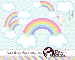 Pastel Rainbow Clip Art Clouds Clipart Spring Graphics Etsy Clip Art Rainbow Clipart Baby Clip Art