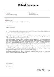 Letters to employees are letters written to individuals who work for an organization or for another person. Assistant Director Of Football Operations Cover Letter Template Kickresume