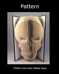 Book Folding Pattern To Create Your Own Folded Book Art Skull Book Folding Book Folding Patterns Folded Book Art Pattern