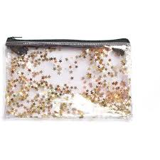 Golden Star Pencil Case Transparent Wallet Clear Bag Purse 20 Liked On Polyvore Featuring Bags Wallets Glitter Bag Clear Cosmetic Bag Pencil Case
