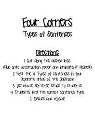 Post each lettered sign in one of the four corners of your meeting room. Types Of Sentences Four Corners Game By Learn Grow Teach Repeat Tpt