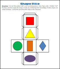 Shape Dice Pattern Children Roll The Dice And Then Name The Shape It Lands On Reinforcing Shapes Preschool Shape Activities Preschool Shapes Math Centers