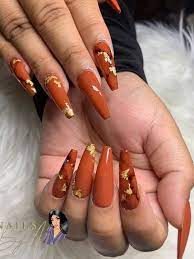 41 Trendy Fall Nails To Make Your Fall Manicure Stand Out Cute Nails For Fall Fall Acrylic Nails Orange Nails