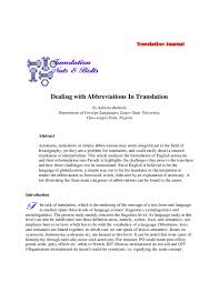 Retrouvez la traduction de capital, mais également sa prononciation, la traduction des expressions à partir de capital : Doc Dealing With Abbreviations In Translation Adetola Oye Academia Edu