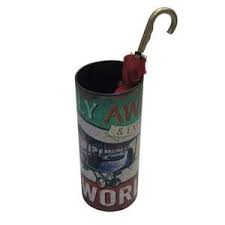 Mobili Rebecca Porteparapluies Vintage Blanc Rouge Bois Canvas 54x23x23 Paraguas