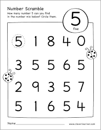 Free Printable Scramble Number Five Activity Preschool Math Worksheets Numbers Preschool Preschool Worksheets
