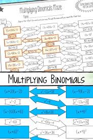 Multiplying Binomials Foil Worksheet Advanced Maze Activity Maze Worksheet Factoring Polynomials Polynomials