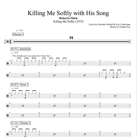 Killing Me Softly with His Song" · Roberta Flack || Vocal + Guitar + Piano  + Bass + Drums + Perc. | — Play Like The Greats .com