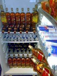 The freezer area runs the full width of the fridge. Fridge Full Of Booze Justpost Virtually Entertaining