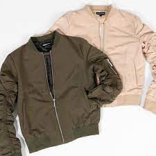 Ma1 Bomber Jacket Khaki Womens Ma1 Bombers In Khaki And Beige Cute Bomber Jackets Jackets Cool Outfits
