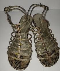 ADRIANNA PAPELL gold Woven Rope Strappy Snakeskin Leather Gladiator Sandals  9