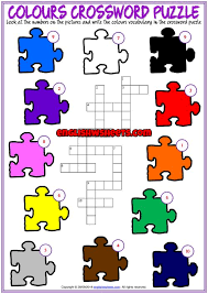 Colours Crossword Puzzle Esl Exercise Worksheet For Kids English Worksheets For Kids English Activities For Kids Worksheets For Kids