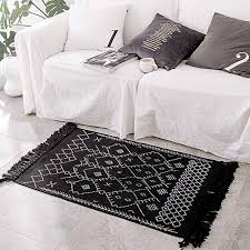 Black And White Boho Rug Small Amazon Com Small Rug Boho Bathroom Rug Black White Laundry Kitchen Rug Cotton Woven Tassels Geometric Tribal K In 2020 Boho Bathroom Bathroom Rugs Small Throw Rugs