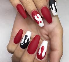 Black And Red Coffin Nails Pin On Red Nail Designs