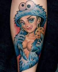 Cookie Monster Pinup Tattoo Kleine Madchen Tattoos Madchen Bein Tattoos Tattoo Girls