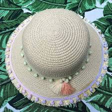 Pom Pom Straw Summer Sun Hat With Tassel Detail Etsy Summer Sun Hat Sun Hats Pom Pom