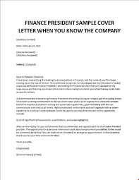 How to address a letter to a government official. Finance President Sample Cover Letter