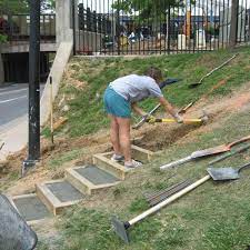 Either way, it can be frustrating. An Eagle Scout Steps Up Sloped Backyard Landscape Stairs Garden Steps