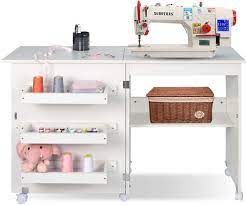 See more ideas about sewing rooms, sewing room, sewing table. Amazon Com Folding Sewing Table Multifunctional Sewing Machine Cart Table Sewing Craft Cabinet With Storage Shelves Portable Rolling Sewing Desk Computer Desk With Lockable Casters White Kitchen Dining