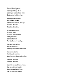 • love sparks a new hope in you. Tere Liye Lyrics