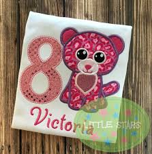 Beanie Boo Pink Leopard Birthday Shirt Embroidered And Personalized Shirt You Choose Number For Shirt