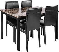 10 best dining room chairs of july 2021. Buy Faux Marble Dining Set For Small Spaces Kitchen 4 Table With Chairs Home Furniture Black Online In Turkey B086txcvnr
