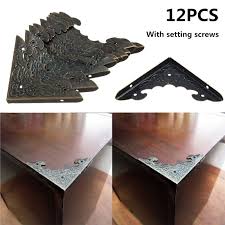 12pcs Metal Corners Antique Brass Decorative Jewelry Gift Box Wooden Corner Protector Guards Diy Home Decora Brass Decor Antique Brass Jewelry Jewelry Gift Box