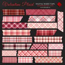 Valentine Plaid Digital Washi Tape Commercial Use Red Plaid Etsy In 2021 Washi Tape Washi Tape Planner Washi