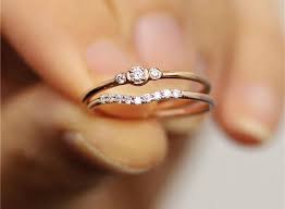 Rose Gold Glittering Minimalist Stacking Thin Ring Set Rose Etsy In 2021 Minimalist Wedding Rings Small Wedding Rings White Gold Wedding Ring Set