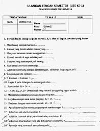 Contoh Soal Uts Kelas 1 Sd Kurikulum 2013 Tema Diriku